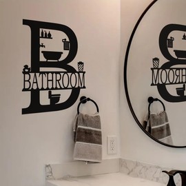 Bathroom Signs Wall Decals Sticker Rules Door Wall Sticker Vinyl Quote Wall Art Decor for Home
