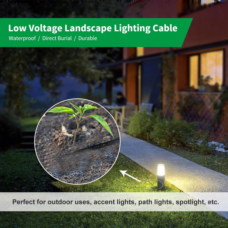 FIRMERST 12/2 Low Voltage Wire Outdoor Landscape Lighting Cable 100