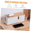 KOMBIUDA Cable Ties Organizer Box with Bamboo Lid Durable Charging