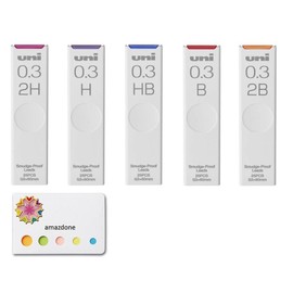 Uni Mechanical Pencil Lead,"The Uni" Smudge-Proof Leads 0.3mm（ULS0325）/HB,H,2H,B,2B - 5 Pack/total 125 Leads, and amazdone Sticky Notes Value Set