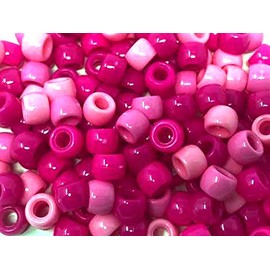 Assorted Color Design 180 Pieces Plastic Beads 6 x 7 mm for Braid Hair for Girls (Pink Mix)