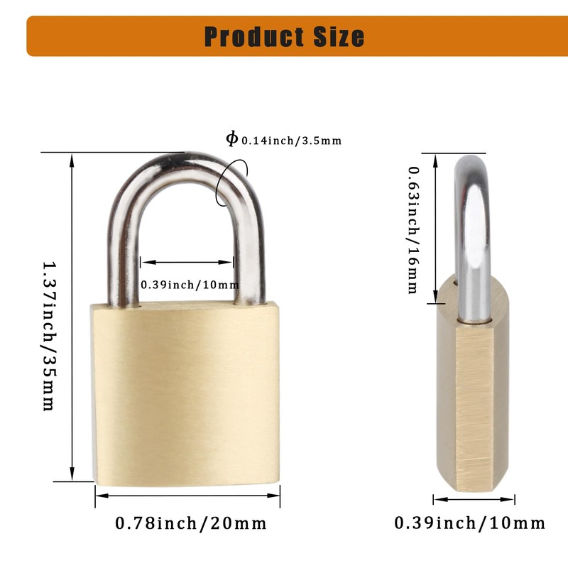 Fuaxat 10Pack Small Locks with Same Keys, 3/4" (20mm) Wide