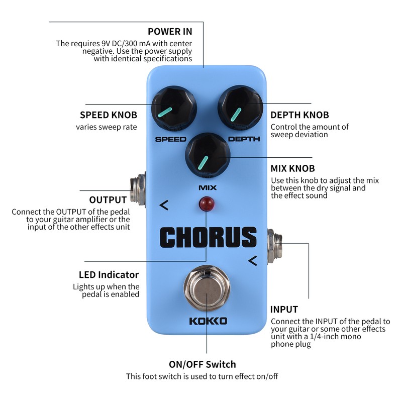 KOKKO FCH2 CHORUS Electric Guitar Effect Pedal Portable Guitar Effector