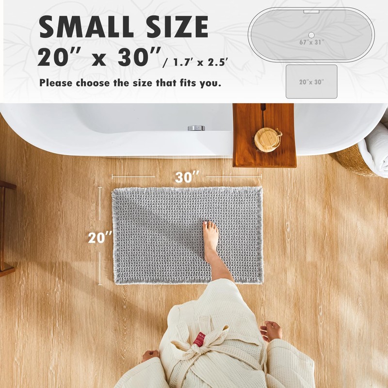 TYUU Boho Bathroom Rugs, Super Absorbent Non Slip Waffle Bath