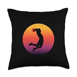 Basketball Game Hoop Slam Dunk Ball Retro Sunset Player Gift Throw Pillow, 18x18, Multicolor