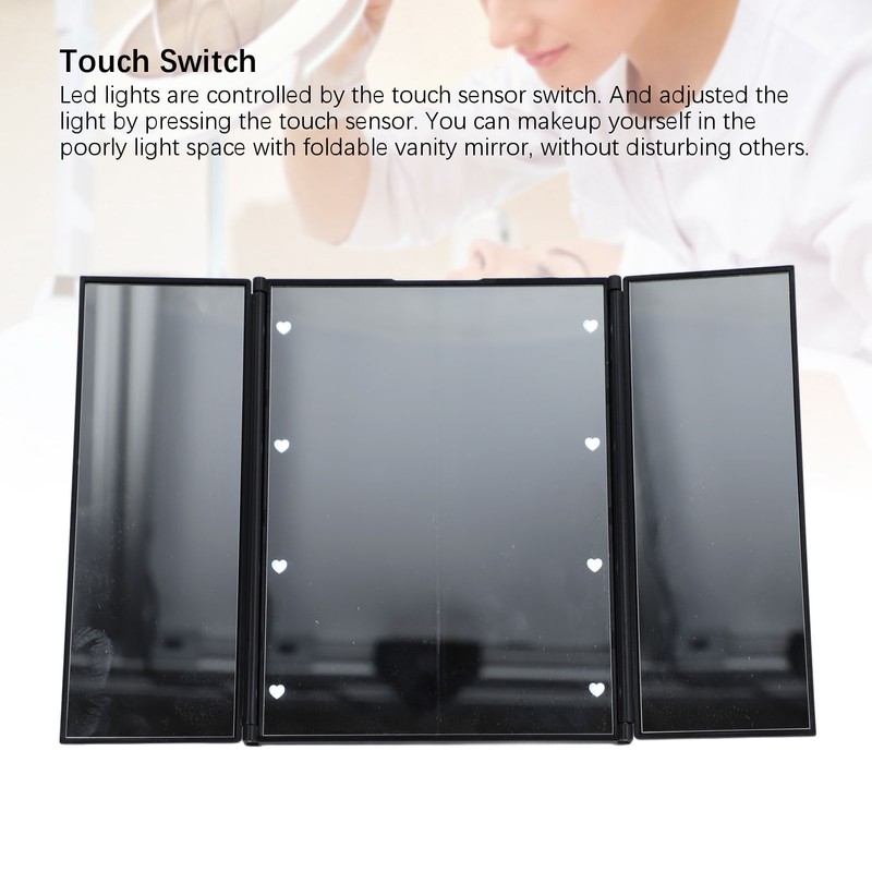 3 Folds Lighted Vanity Makeup Mirror LED Light Table Mirror