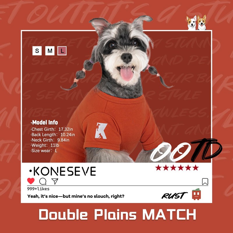 Koneseve Dog Shirts Soft Cat Clothes Comfy Cotton Stretchy for