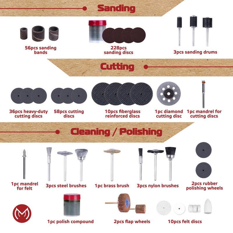 MonoPro 476 PCS Rotary Tool Accessories Kit, 1/8-in Shank Rotary