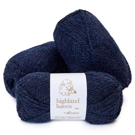 Highland Haven - 100% Highland Wool Yarn Set of 3 Skeins (150 Grams) DK Weight - Sourced Directly from Peru - Heavenly Soft and Perfect for Knitting and Crocheting (DK, Heather Denim)