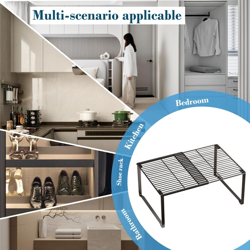 HGZBS Extendable Metal Wire Shelf Organizer - Adjustable 15-24.4in Length,