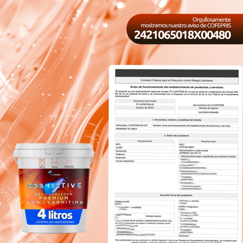 Gel Conductor Premium L-carnitina Corporal Reductivo 4litros