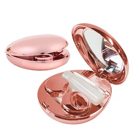 Aukvite Contact Lens Case, Portable Contact Lens Box Kit with Mirror, Travel Contact Lens Case Durable Compact Soak Storage Kit with Care Solution Bottle Tweezers Container Remover Combo Pattern