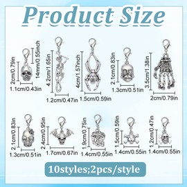 FREEBLOSS 20Pcs Shoe Charms for Sneakers Alloy Shoe Accessories Set Skull Shoelace Charm Shoe Accessories for Women Pendant for Shoes