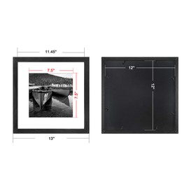 Soonrada 12x12 Frames Matted to Fit Photos 8x8 or 12 x 12 Pictures Without Mat, 12 by 12 Square Solid Wood Black Picture Frames for Wall Mounting(set of 4)