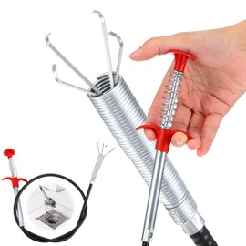 Heclia Flexible Grabber Tool 32" Long Reach Claw Pick Up Reacher for Gutter Cleaning Sink Toilet Tub Drain Tight Spaces Heavy Duty Plumbing Hook Grabber for Home Kitchen Bathroom Retrieval Tool