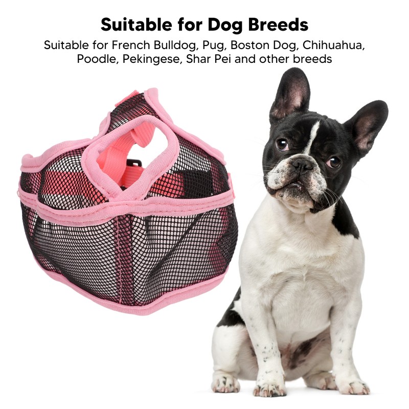 Short Snout Dog Muzzle Adjustable Breathable Prevent Biting Chewing Dog