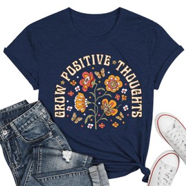 Mental Health Shirts for Women Vintage Flower Tee Shirt Boho Floral T Shirt Wildflower T-Tops Butterfly Tops