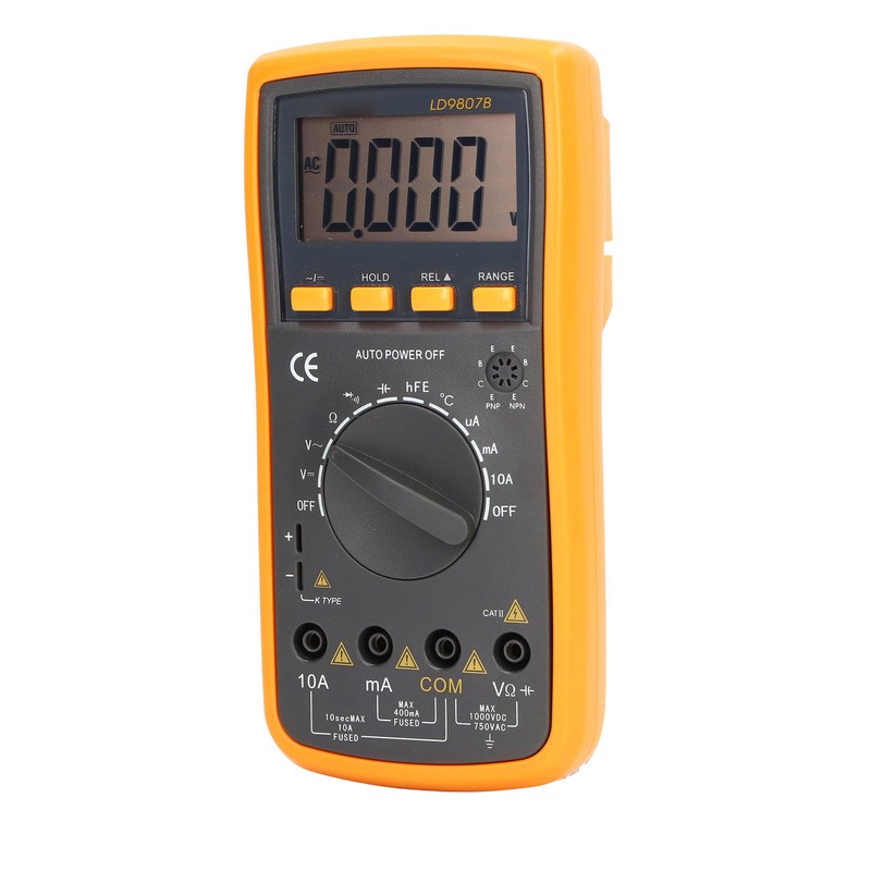 LD9807B Digital Multimeter with Backlight Display Temperature Probe Voltage Current