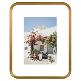 Golden State Art 8x10 Aluminum Picture Frame Bronze - With Round Corners - With Mat for 5x7 Photo or Without Mat for 8 x 10 Photo - Real Glass - Matte Design - Home Decor for Wall Display