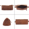 Rustic Town Leather Pencil Case - Zippered Pen Holder Pouch