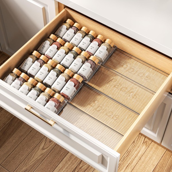 PanPanPal Spice Drawer Organizer, 4 Tier- 4 Pack Clear Acrylic