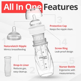 Playtex Baby Nurser Anti-Colic Baby Bottles – Closer to Breastfeeding with Drop-Ins® Liners, 8 oz Bottles, 3-Pack