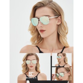 BIRCEN Polarized Aviator Sunglasses for Women : UV Protection Acetate Square Sunglass With Retro Classic Style