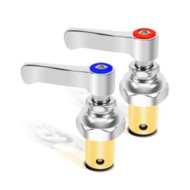 WMJNH Handle Stem Assembly Fits for T&S Brass Faucets Replace 002713-40 002714-40, Blue Cold and Red Hot Side Spindle Assembly Valve Replacement Part