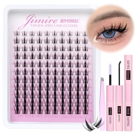 Cluster Lashes Kit Natural Look D Curl Manga Lash Clusters Fairy Eyelashes Individual Kit wirh Lash Bond and Seal 8-16MM 110 Pcs Wispy Lashes Individual Cluster Wet-Look Eyelash Clusters