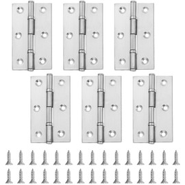 6pcs Stainless Steel Hinges 70mm x 40mm Stainless Hinges 6 Holes Door Hardware Hinges Door Hardware Hinges for Cabinets Cupboard Hinges Wooden Box Door Hinges Hardware Furniture Repair DIY Woodworking