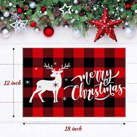 Pack of 6 Christmas Placemats, Christmas Placemats, Waterproof Christmas Placemats for Dining Table Decoration, 45.5 x 30 cm