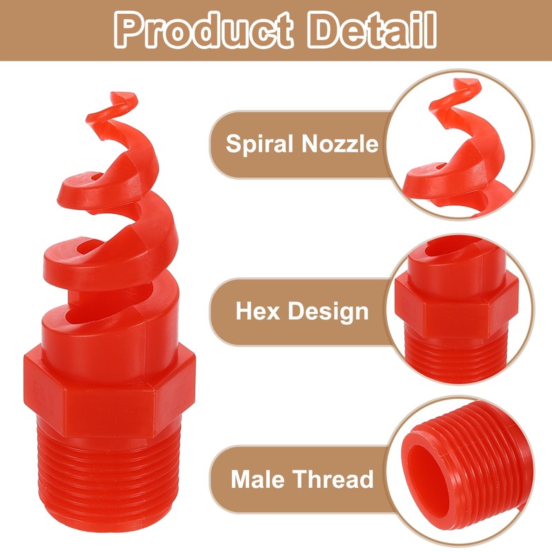 sourcing map 10Pcs Spiral Cone Nozzles, 1" Male PP Plastic