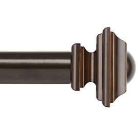 KAMANINA Bronze Curtain Rods for Windows 72 to 144 Inch(6-12ft), Heavy Duty Long 1 Inch Curtain Rod 32 to 144 Inches, Decorative Single Drapery Rods, Square End