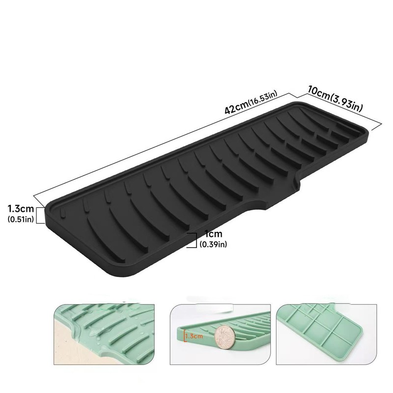 Kitchen Faucet Silicone Mat – Anti-Slip Sink Drain Protection, Slope