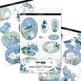 Kanban Crafts 'Serenity' Foiled & Die-Cut Paper Craft Toppers by Katy Sue - Contains 50 Individual Card Toppers on 6 Sheets - Featuring Flowers, Leaves, Butterflies & Birds