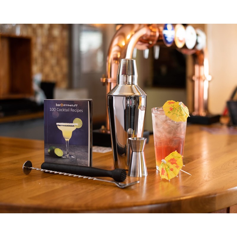 bar@drinkstuff Cocktail Book Cocktail Set with Cocktail Shaker, Muddler, Jigger