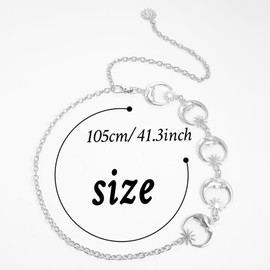 Milakoo Women's Waist Belt Chain Belt Y2K Adjustable Punk Chain Belt Waist Chain Hip Chain Alloy Chain Body Link Outfit for Dresses Jeans, One size fits all, Alloy, No gemstone.