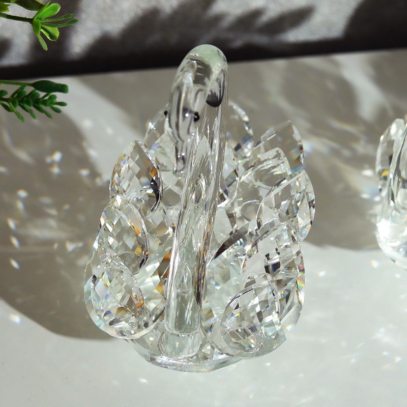 JATYFING 2pcs Crystal Swan Home Decor Crystal Figurines Anniversary,Birthday for