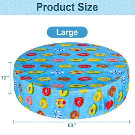 Docuwee Round Dog Pool Cover 63"(160cm), Foldable Kiddie Solar Cover Fit Dog Collapsible Swimming Pool, Pets Kids Bath Tub, Anti-UV Dustproof Safety Pool Covers, Colorful Swimming Ring
