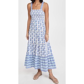 Playa Lucila Women's Smock Border Dress, Blue Border Print Combo, L