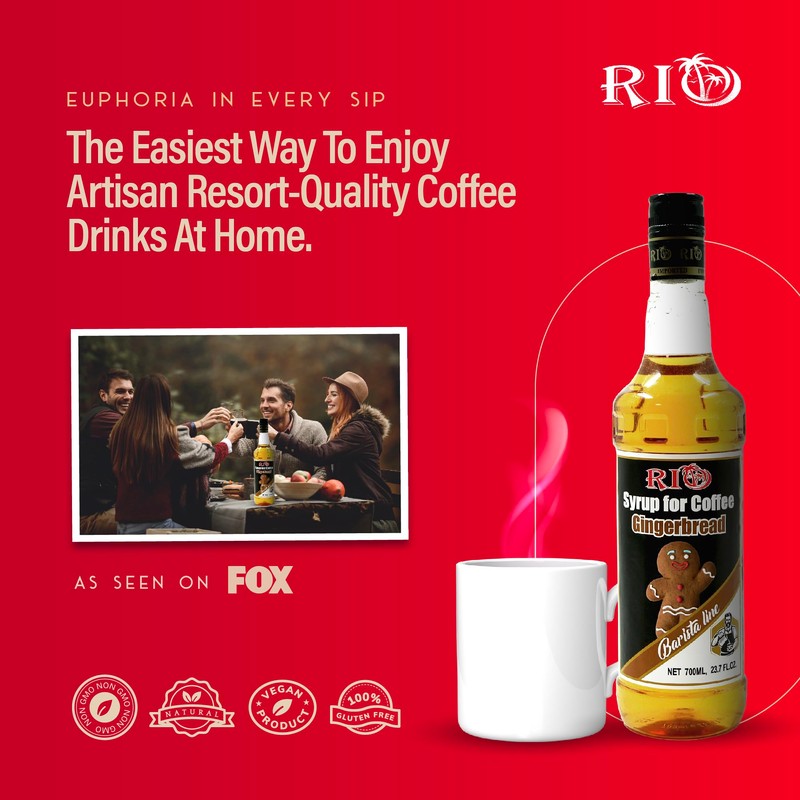 RIO Gingerbread Coffee Syrup, Perfect for Hot or Iced Drinks