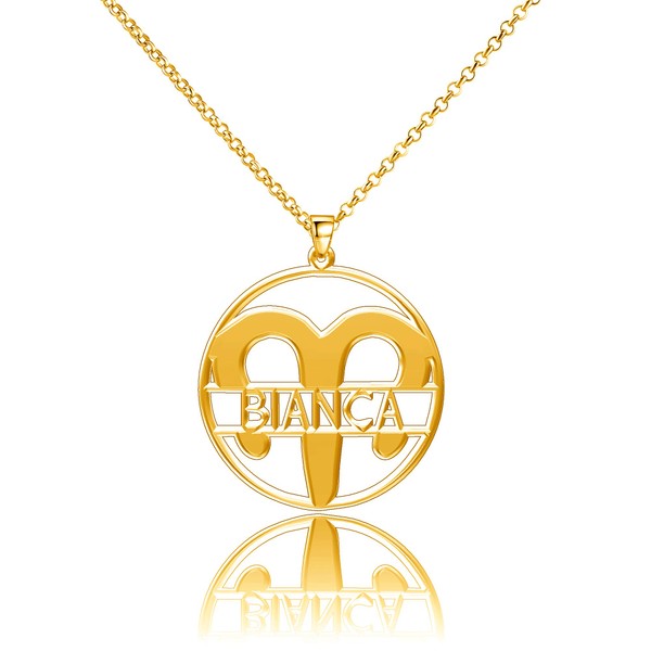 LoEnMe Jewelry Zodiac Signs Aries 925 Name Personalized Women Custom