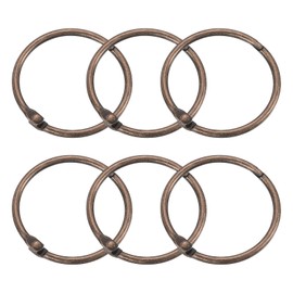 QUARKZMAN Shower Curtain Rings, Pack of 6 - Round Carbon Steel Shower Curtain Hooks, 1.5 Inch Loose Leaf Binder Rings for Shower Curtain Rods (Copper)