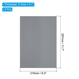 PATIKIL Rubber Stamp Sheets, 3Pcs 11.7x8.3" Soft Rubber Stamp Carving Block A4 Size Stamp Sheet for Laser Engraving Machine Rubber Stamps Ink Stamp Pads, Dark Grey