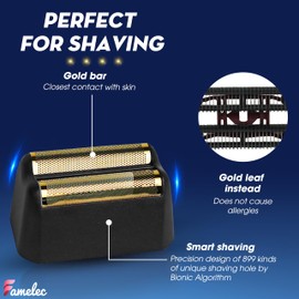 FAMELEC Black Razor Blades 5 Star Series for Wahl Foil Shaver Replacement Head Model 7031-100, 7043-100, Foil & Cutter Bar Assembly Compatible with Wahl Finale Replacement Foil, Head Shavers for Men