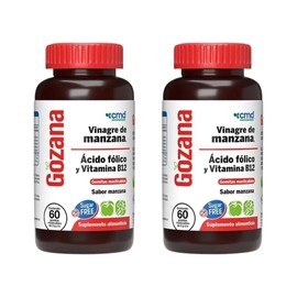 CMD - GOZANA - Gomitas de vinagre de manzana, Ácido fólico y Vitamina B12 - Suplemento Alimenticio Sin Azúcar Sabor Manzana - 2 Frascos con 60...     