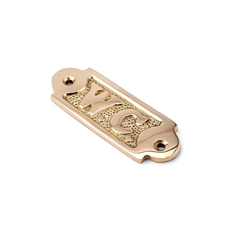 NKlaus 11761 Toilet Door Sign Brass Gold 8.5 x 3