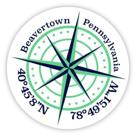 Beavertown Pennsylvania 4-Inch Fridge Magnet Latitude Longitude Compass Design