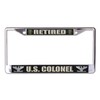 U.S. Army Retired Colonel Chrome License Plate Frame