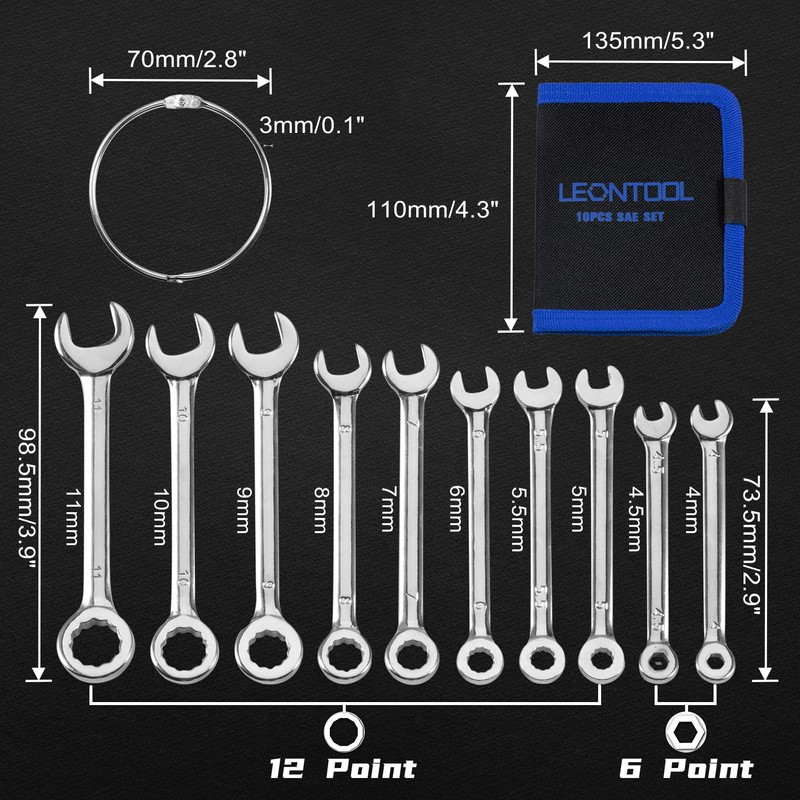 LEONTOOL Mini Spanner Set, 0.2 - 0.4 inches (4 -